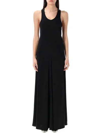 Isabel Marant Kenza Fitted Bodice Racerback Long Dress In Black