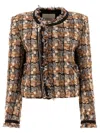 Isabel Marant Kerry Short Tweed Jacket In Brown