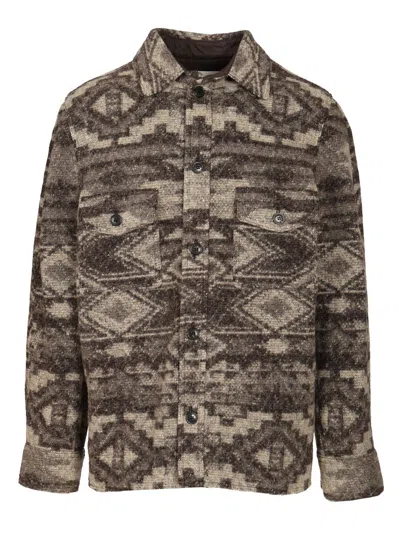 Isabel Marant Kervon-gb Shirt Regular Fit With Etnical Print Shirts Brown