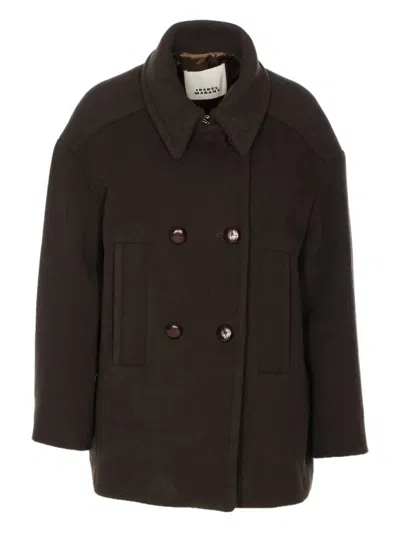 ISABEL MARANT KHAKI DOUBLE-BREASTED COAT