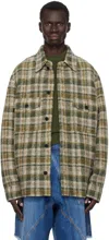 Isabel Marant Checkered Knit Jacket Brushed Finish In Khaki/ecru Kaec