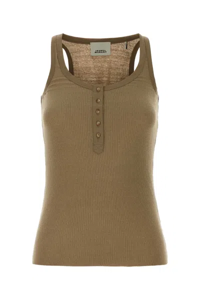 Isabel Marant Khaki Silk Helma Tank Top In Green