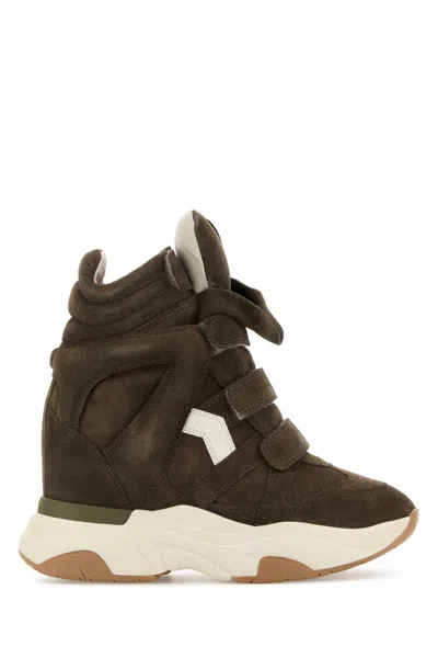 Isabel Marant High-top Suede Sneakers Contrast Sole In Brown