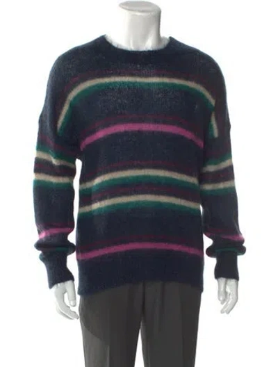 Pre-owned Isabel Marant Kid Mohair Striped Pullover In Blue