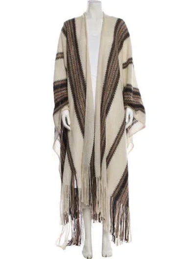 Pre-owned Isabel Marant Kid Mohair Striped Shawl In Neutral