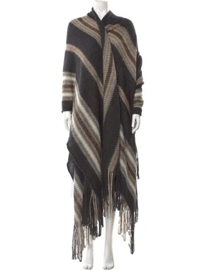 Pre-owned Isabel Marant Kid Mohair Striped Sweater In Gray