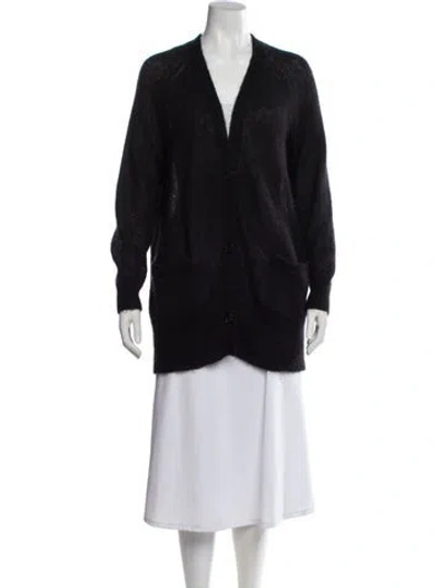 Pre-owned Isabel Marant Kid Mohair V-neck Sweater In Black