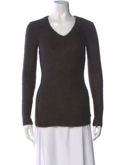 Pre-owned Isabel Marant Kid Mohair V-neck Sweater In Gray