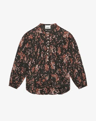 Isabel Marant Kiledia Printed Cotton And Silk-blend Crepe Blouse In Black
