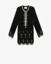 Isabel Marant Helene Embellished Cotton-velvet Mini Dress In Black And Silver