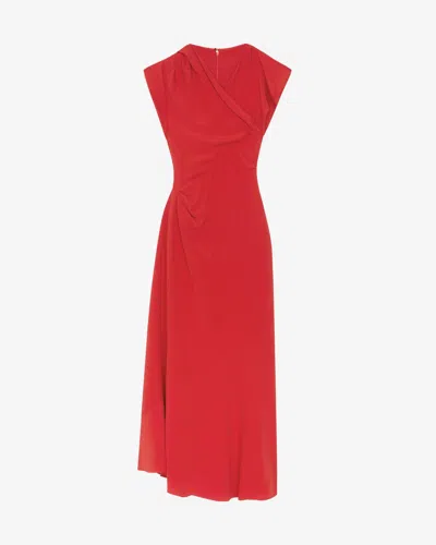 Isabel Marant Kidena Acetate & Silk Midi Dress In Red