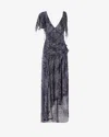 Isabel Marant Womens Faded Night Tylena Printed Ruffle-trim Silk Midi Dress In Gray