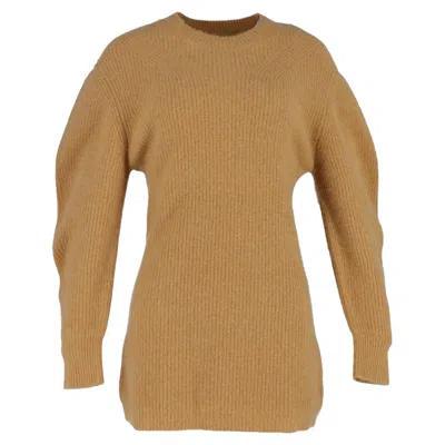 Isabel Marant Knitted Mini Sweater Dress In Brown Wool