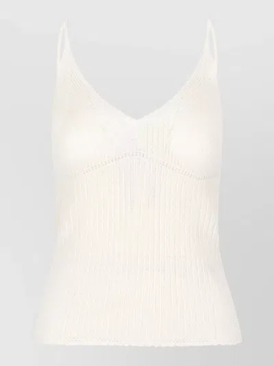 Isabel Marant Knitwear V Neckline Sleeveless Ribbed Design In White