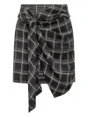Isabel Marant Plaid Skirt With Front Knot In Black