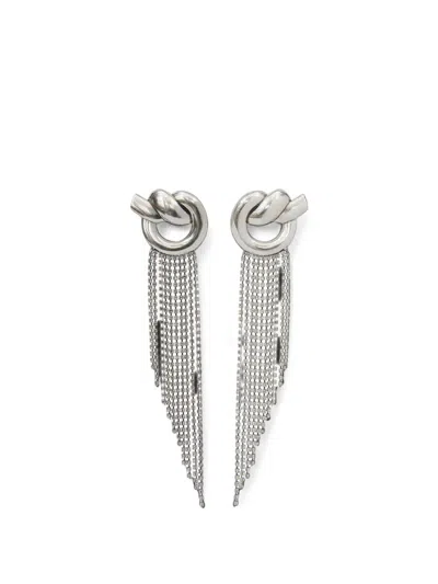 Isabel Marant Knot-detail Rhinestone-fringe Earrings In Metallic