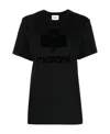 Isabel Marant Koldi Flocked-logo Linen T-shirt In Black