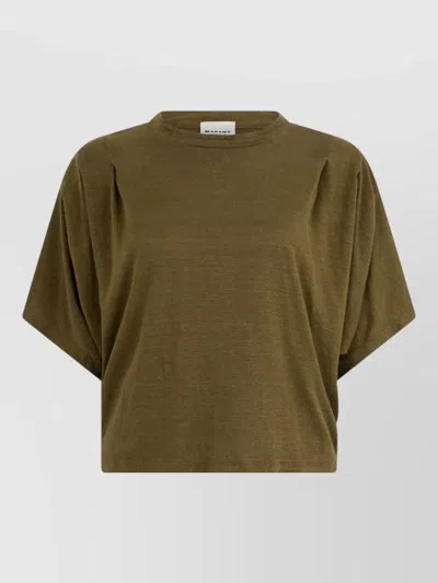 Isabel Marant Kyanza Linen T-shirt Kimono Sleeves In Brown