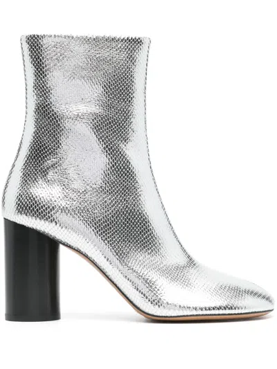 Isabel Marant 90mm Leather Boots In Silver