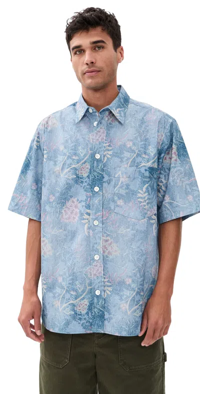 Isabel Marant Floral Printed Short-sleeve Shirt In Blue