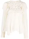 Isabel Marant Lace-detail Long-sleeve Blouse In Beige
