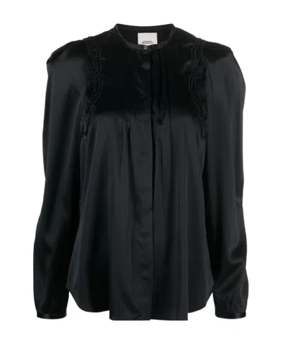 Isabel Marant Lace-detailed Crewneck Blouse In Black