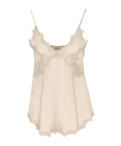 Isabel Marant Lace Detailed Sleeveless Top In Neutral