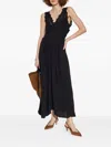 Isabel Marant Lace-insert Pleated Dress In Black