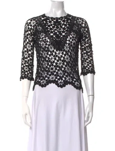 Pre-owned Isabel Marant Lace Pattern Crew Neck Sweater In Black