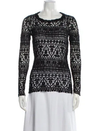 Pre-owned Isabel Marant Lace Pattern Crew Neck Top In Black