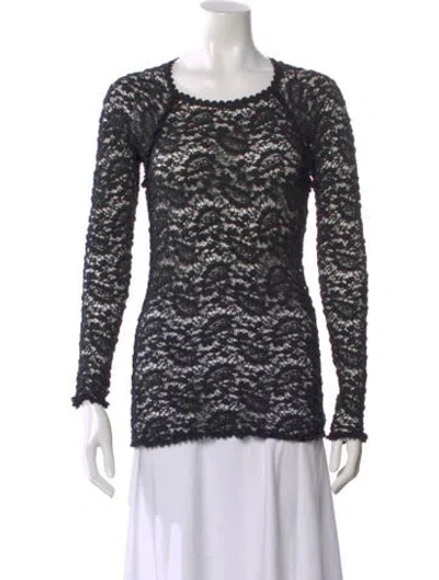 Pre-owned Isabel Marant Lace Pattern Crew Neck Top In Black