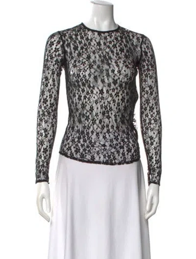 Pre-owned Isabel Marant Lace Pattern Crew Neck Top In Black