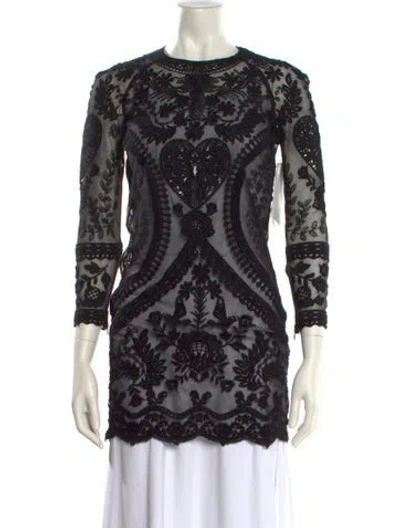Pre-owned Isabel Marant Lace Pattern Crew Neck Tunic In Black