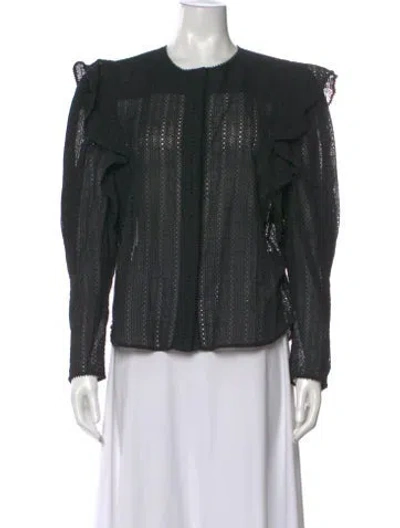 Pre-owned Isabel Marant Lace Pattern Long Sleeve Blouse In Green