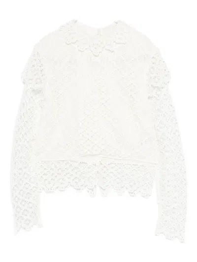 Isabel Marant Lace-pattern Long-sleeve Top In White