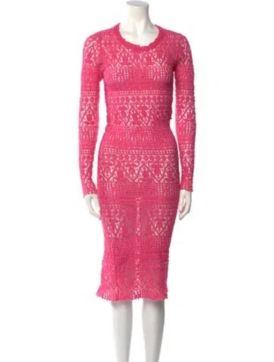 Pre-owned Isabel Marant Lace Pattern Midi Length Dress In Pink