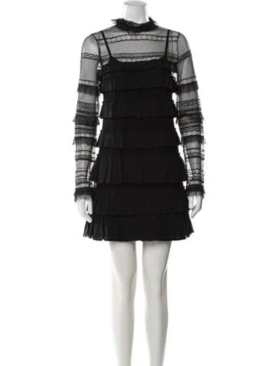 Pre-owned Isabel Marant Lace Pattern Mini Dress In Black