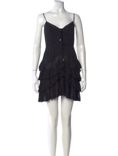 Pre-owned Isabel Marant Lace Pattern Mini Dress In Black