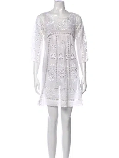 Pre-owned Isabel Marant Lace Pattern Mini Dress In White