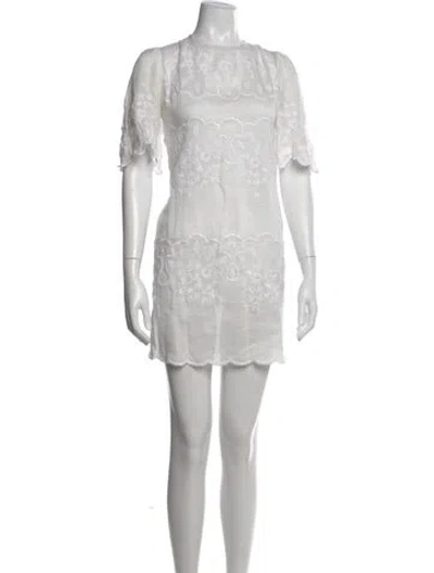 Pre-owned Isabel Marant Lace Pattern Mini Dress In White