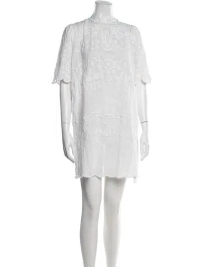 Pre-owned Isabel Marant Lace Pattern Mini Dress In White