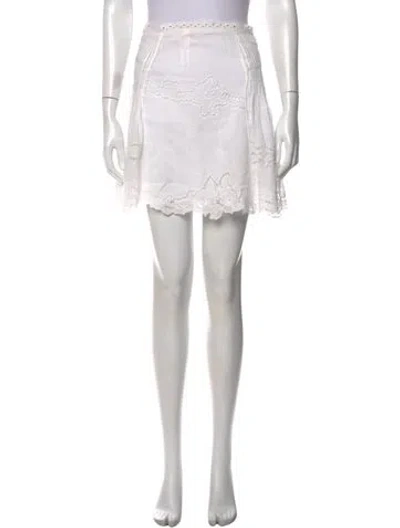 Pre-owned Isabel Marant Lace Pattern Mini Skirt In White