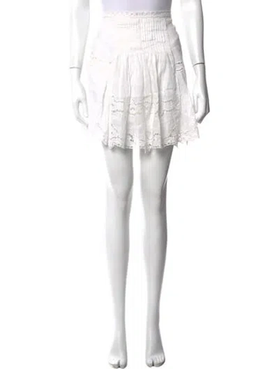 Pre-owned Isabel Marant Lace Pattern Mini Skirt In White