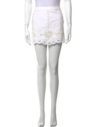 Pre-owned Isabel Marant Lace Pattern Mini Skirt In White