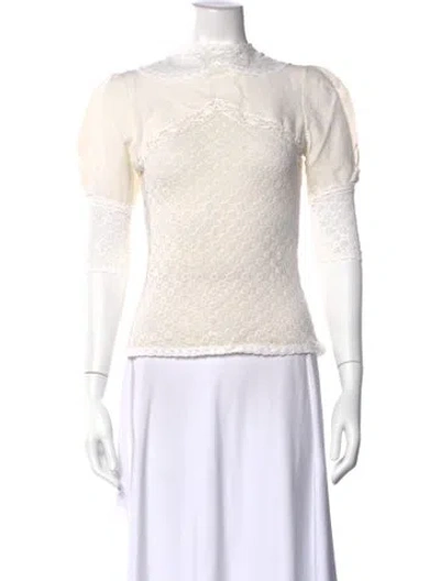 Pre-owned Isabel Marant Lace Pattern Mock Neck Blouse In Neutral