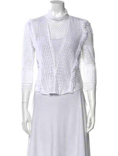 Pre-owned Isabel Marant Lace Pattern Mock Neck Blouse In White