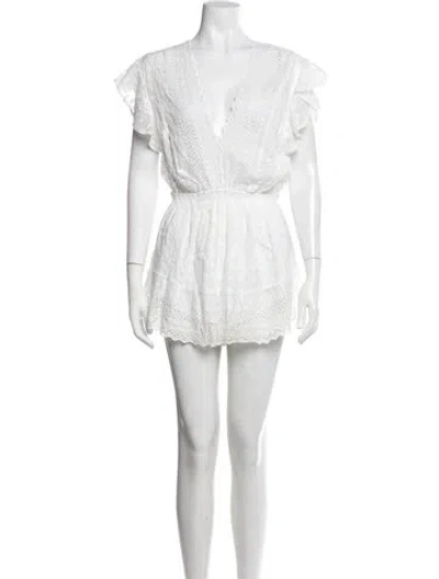 Pre-owned Isabel Marant Lace Pattern V-neck Romper In Neutrals