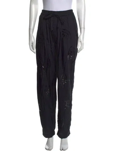 Pre-owned Isabel Marant Lace Pattern Wide Leg Pants In Black