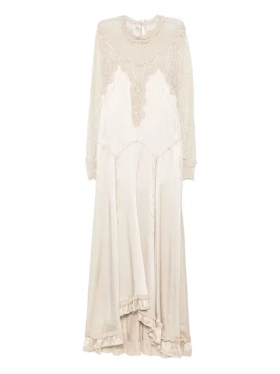 Isabel Marant Lace Ruffle-detail Dress In Neutral