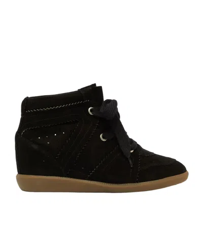 Isabel Marant Bobby Suede Wedge Sneakers In Black